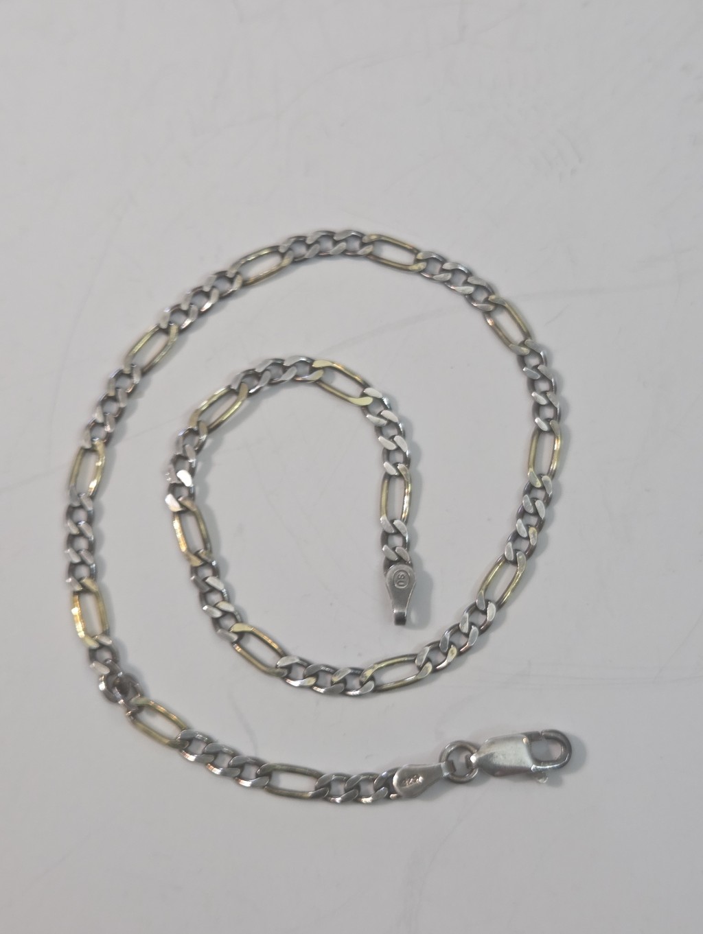 Suntone Import Italian Figaro Mens Bracelet 9in 925 Sterling Silver Vermeil Link
